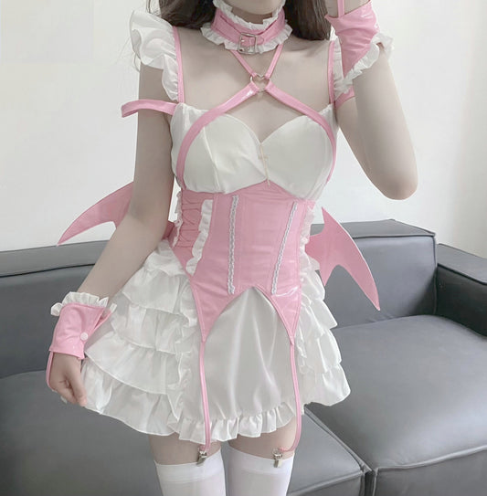 Cosplay Sexy Black Dress Latex Lingerie French Maid Sexy Costume