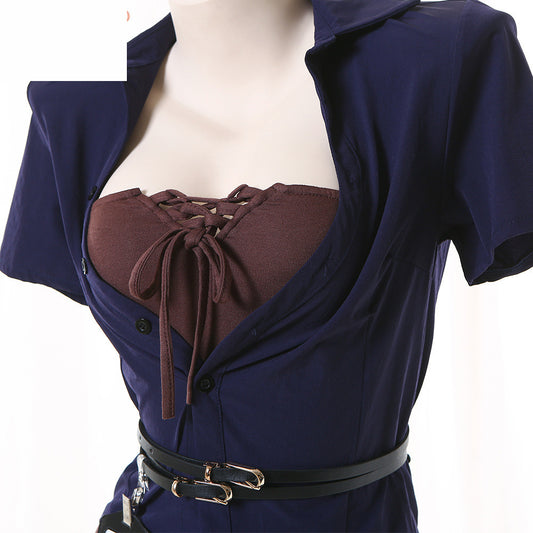 White Sexy Dresses Strapy Sexy Secretary Costume Role Play Lingerie