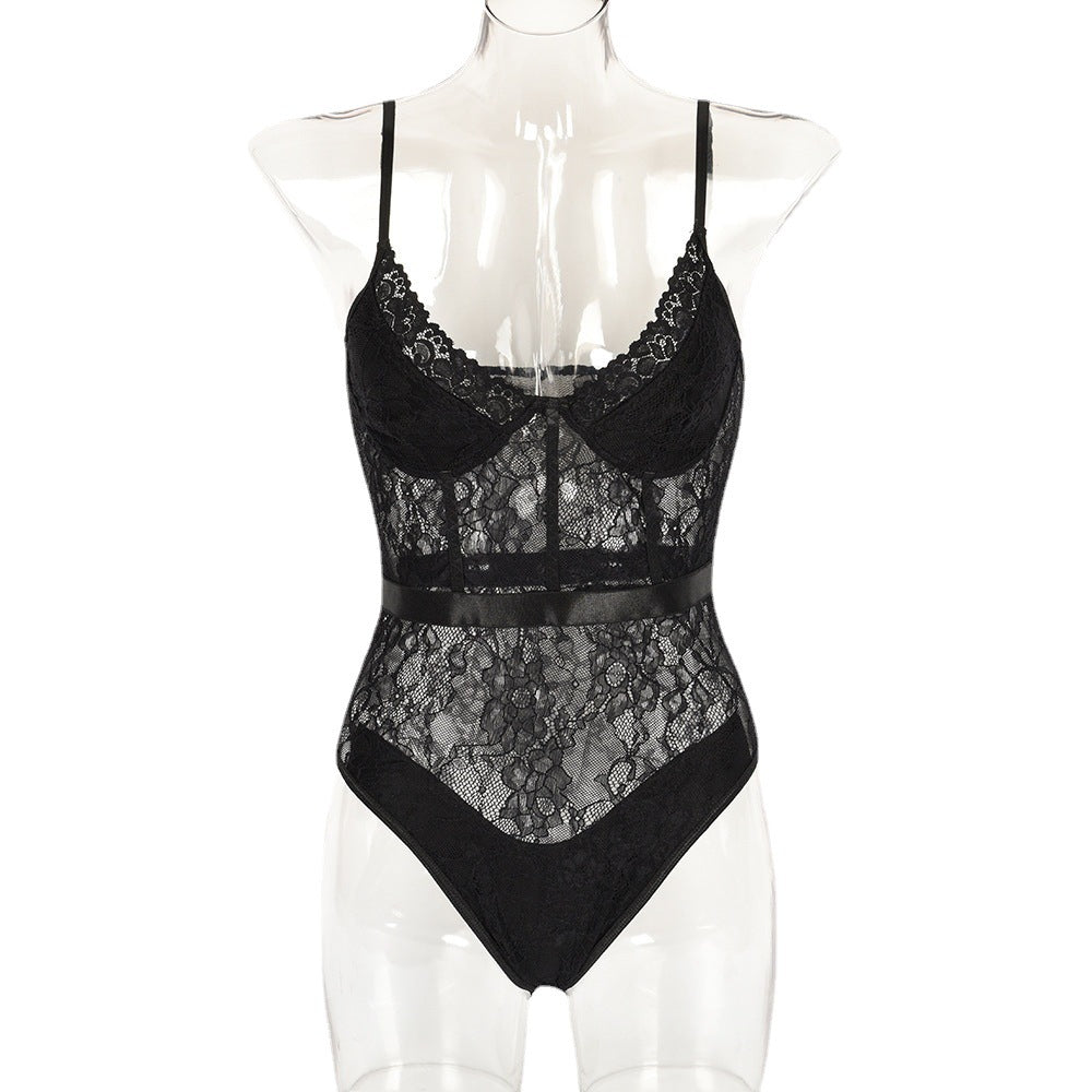 Sheer Lace Lingerie Bodysuit Teddy