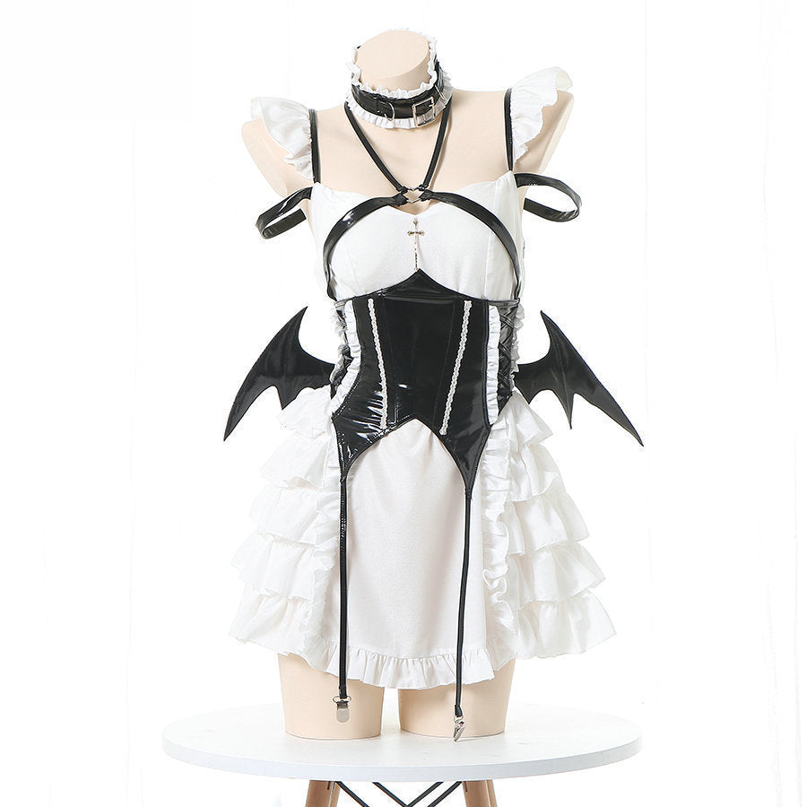 Cosplay Sexy Black Dress Latex Lingerie French Maid Sexy Costume