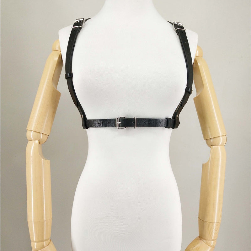 Harness Leather Belt Over Blouse