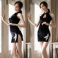 Sexy Leather Dress Exotic Lingerie Cheongsam Qipao Role Playing Costume