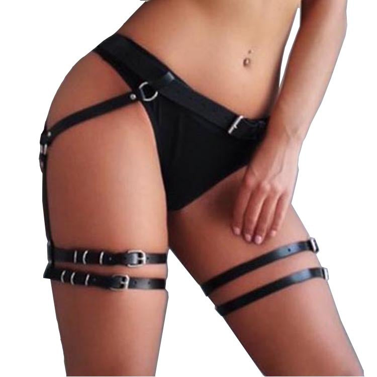 Black Garter Leg Straps