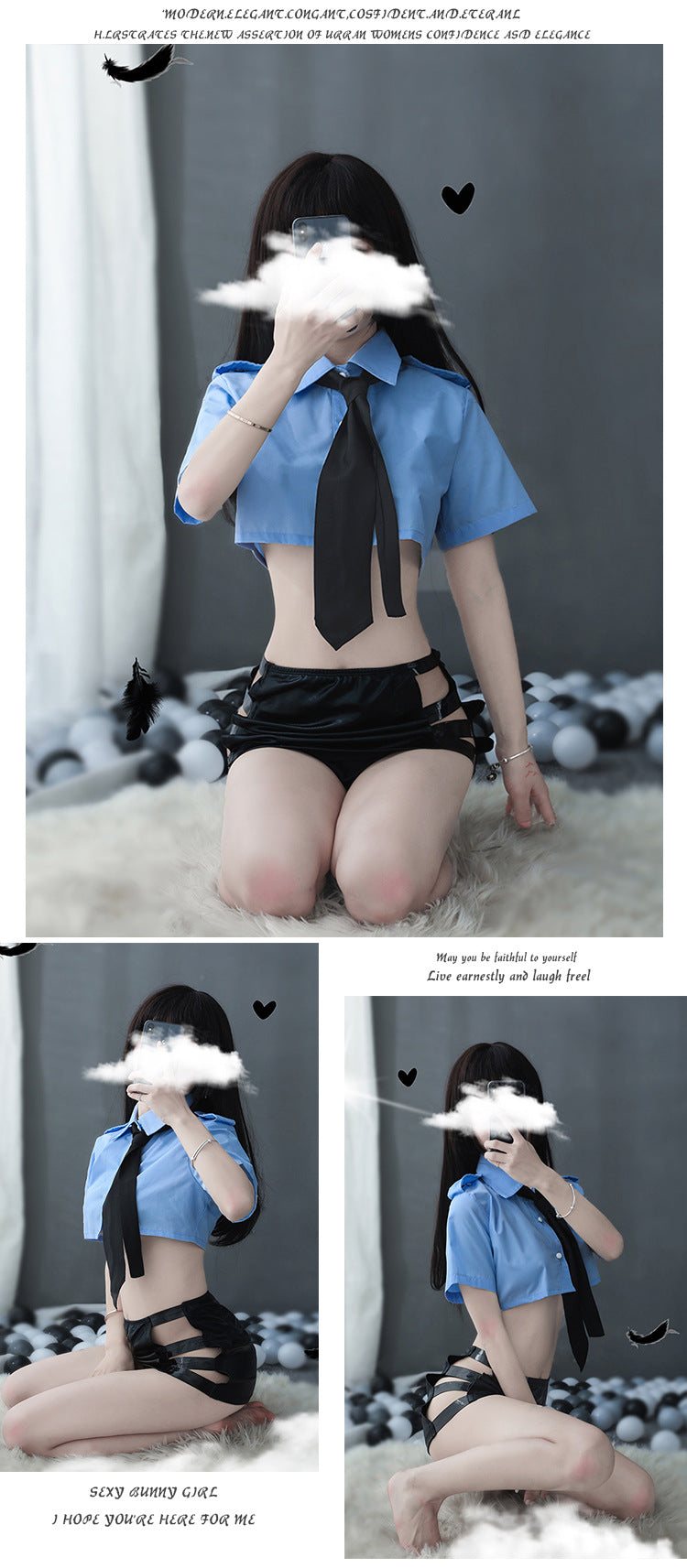 Submissive Sexy Cop Costume Halloween Slutty Cosplay Lingerie Dress Nasty