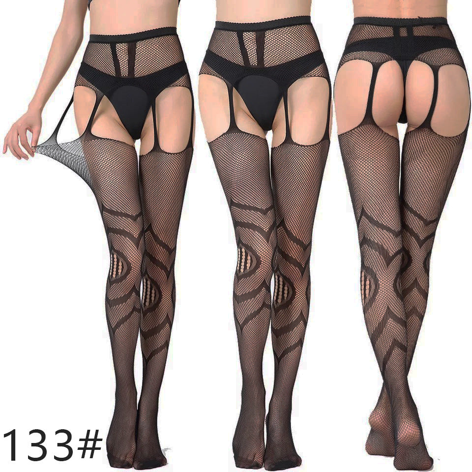 Hot Crotchless Black Tights See Through Pantyhose