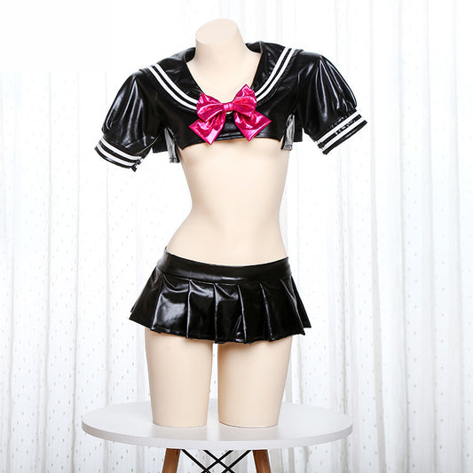 Leather Lingerie Set Schoolgirl Costume Role Play Sailor