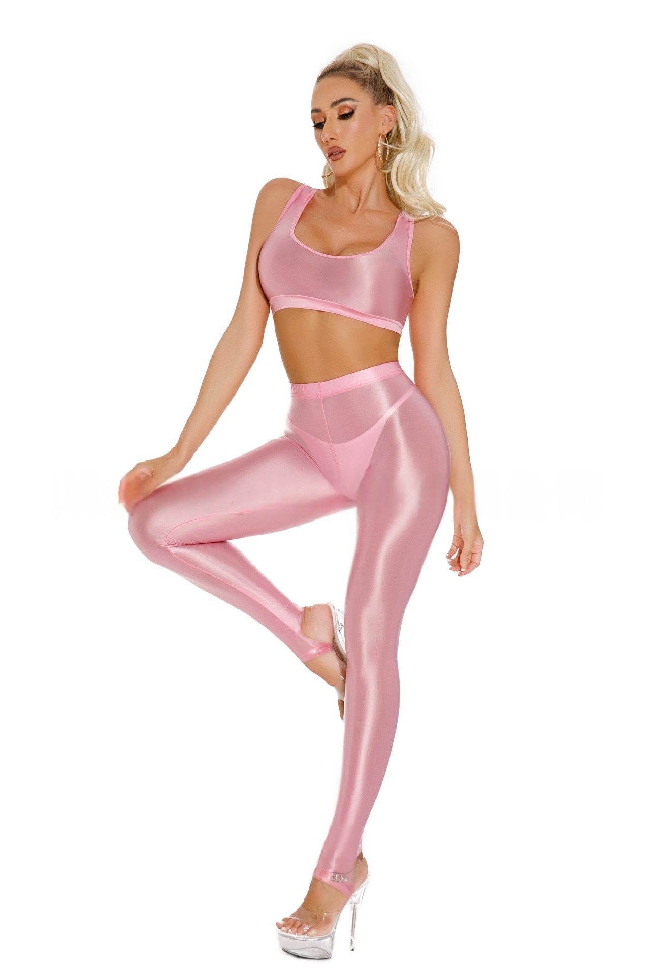 Oil Shiny Sexy Lingerie With Leggings