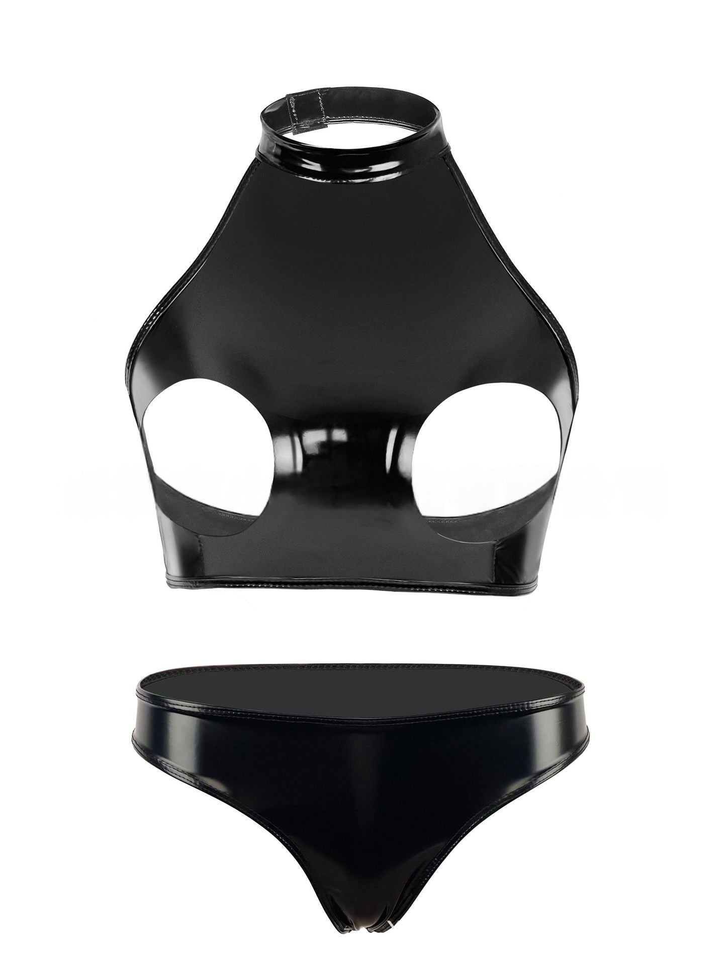 Turtleneck Latex Lingerie Women Peekaboo