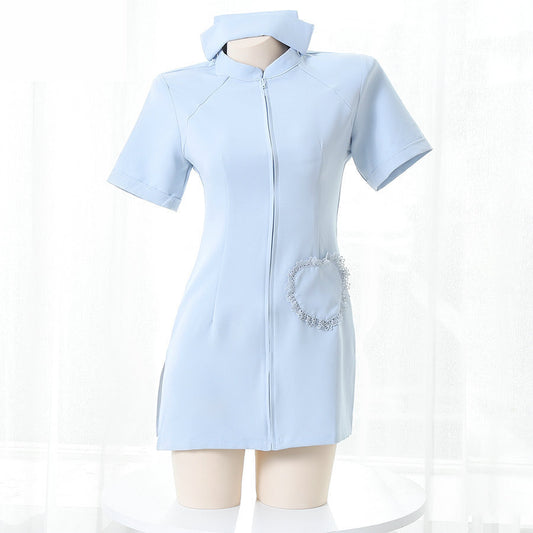 Slutty Pink Dress Women Nurse Costume Sexy Anime Cosplay Lingerie