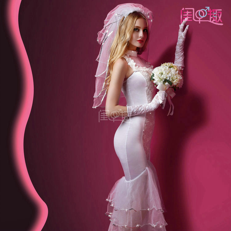 Submissive Sexy Bride Costume Extreme Cosplay Lingerie Dress Naughty