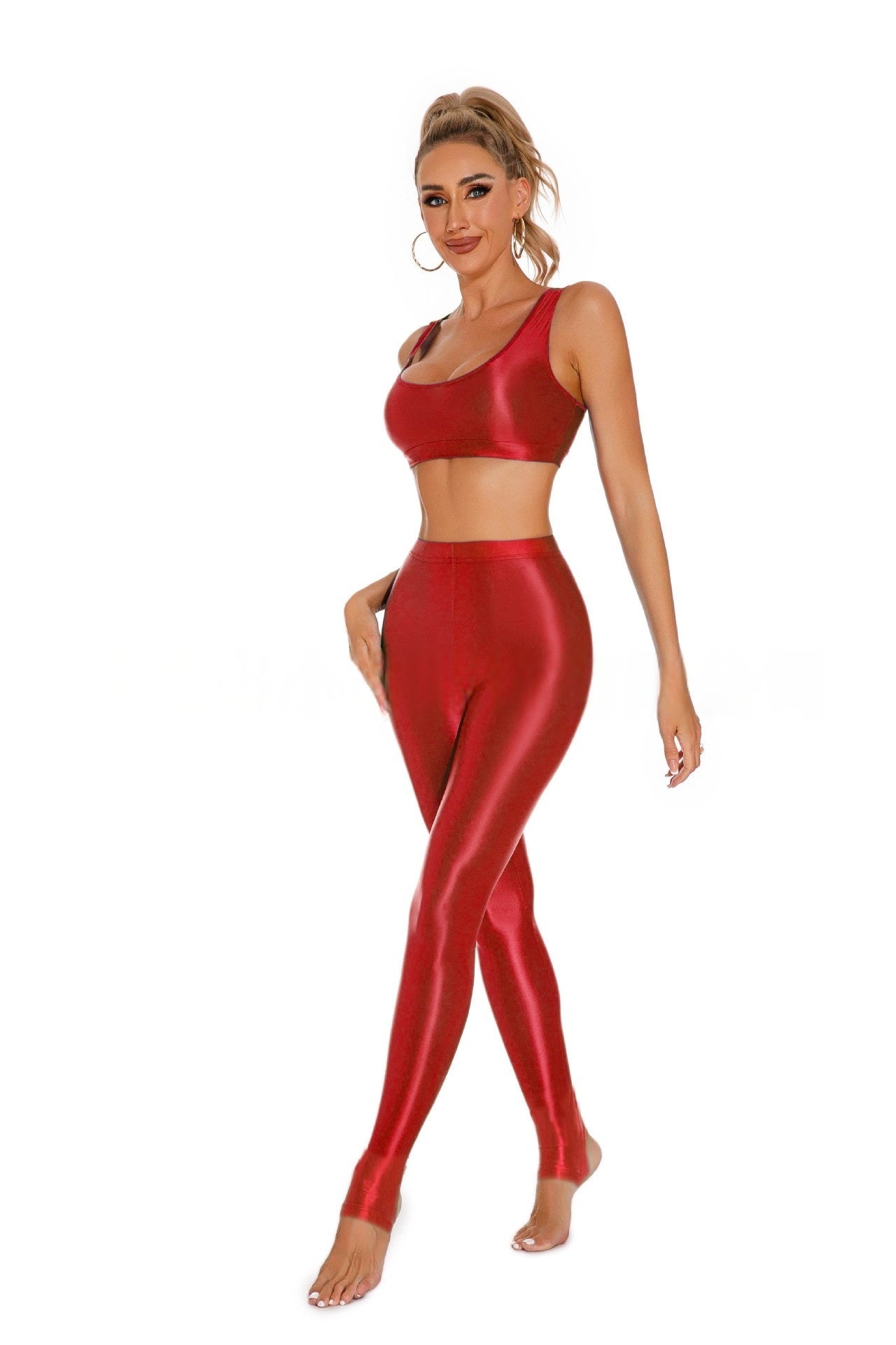 Oil Shiny Sexy Lingerie With Leggings