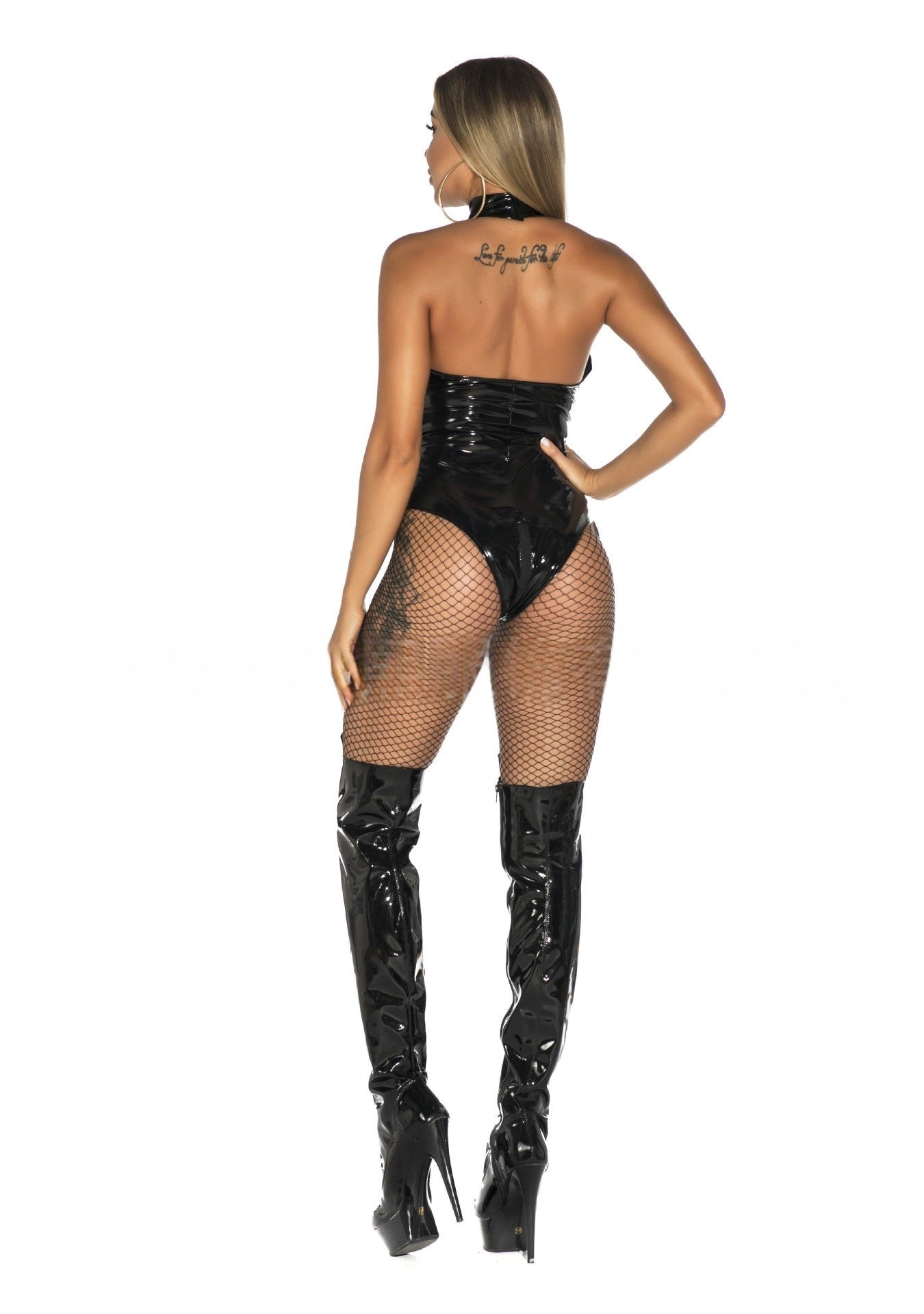Vinyl Peek-A-Boo Chain Bodysuit