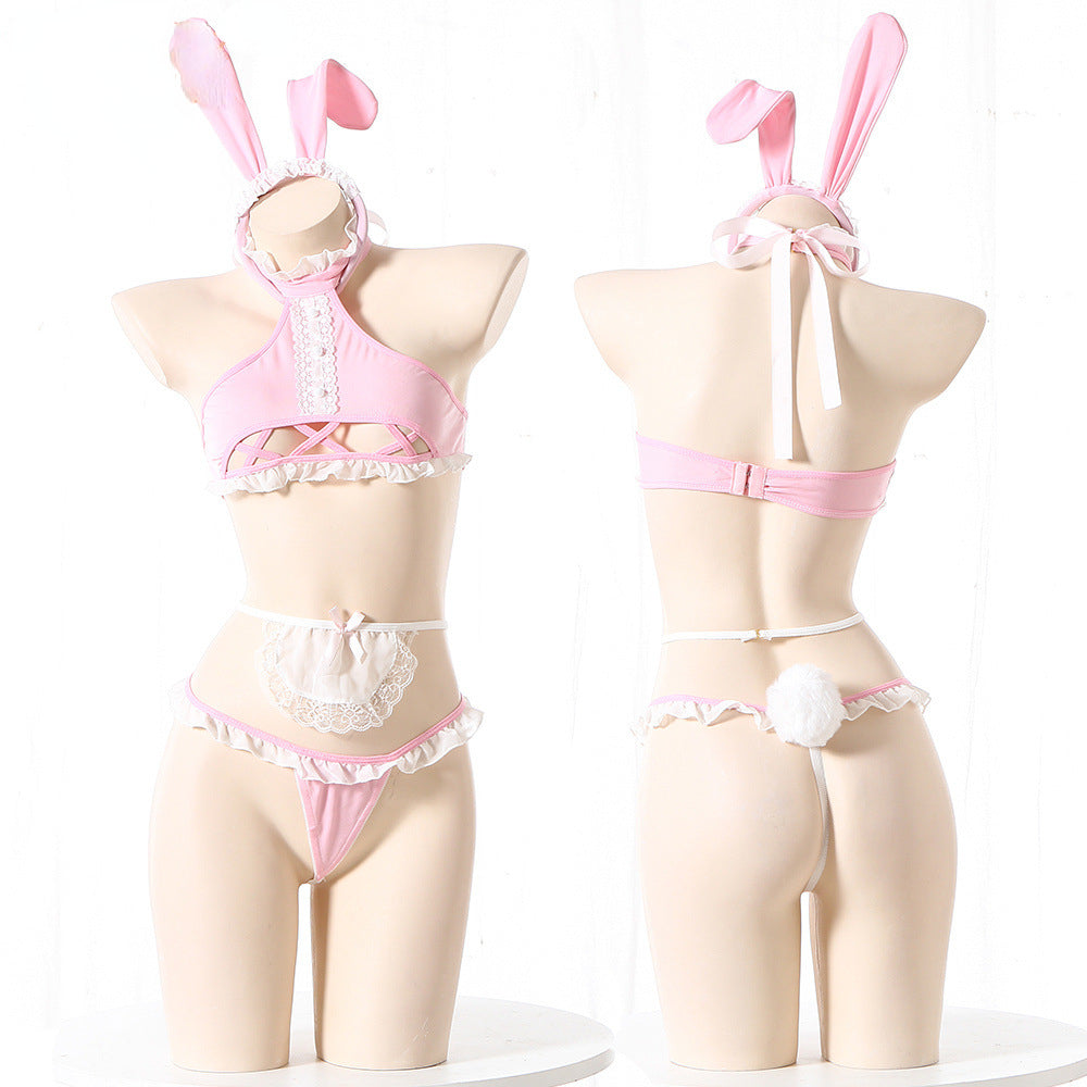 Nasty Role Play Lingerie Set Couples White Bunny Sexy Costume  Maid