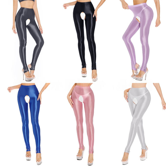 Glossy Crotchless Leggings