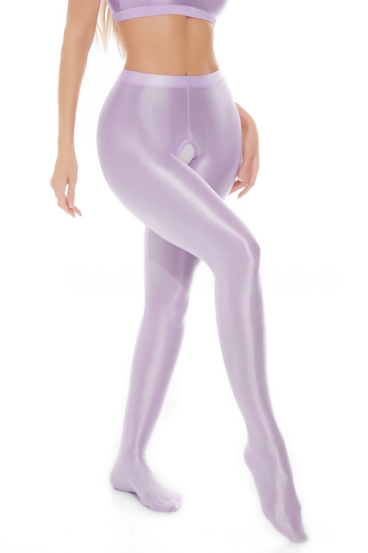 Glossy Crotchless Tights