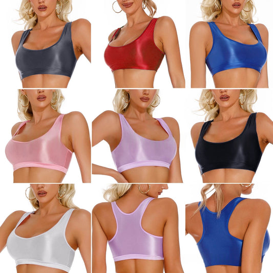 Oil Shiny Sexy Bra Erotic Yoga