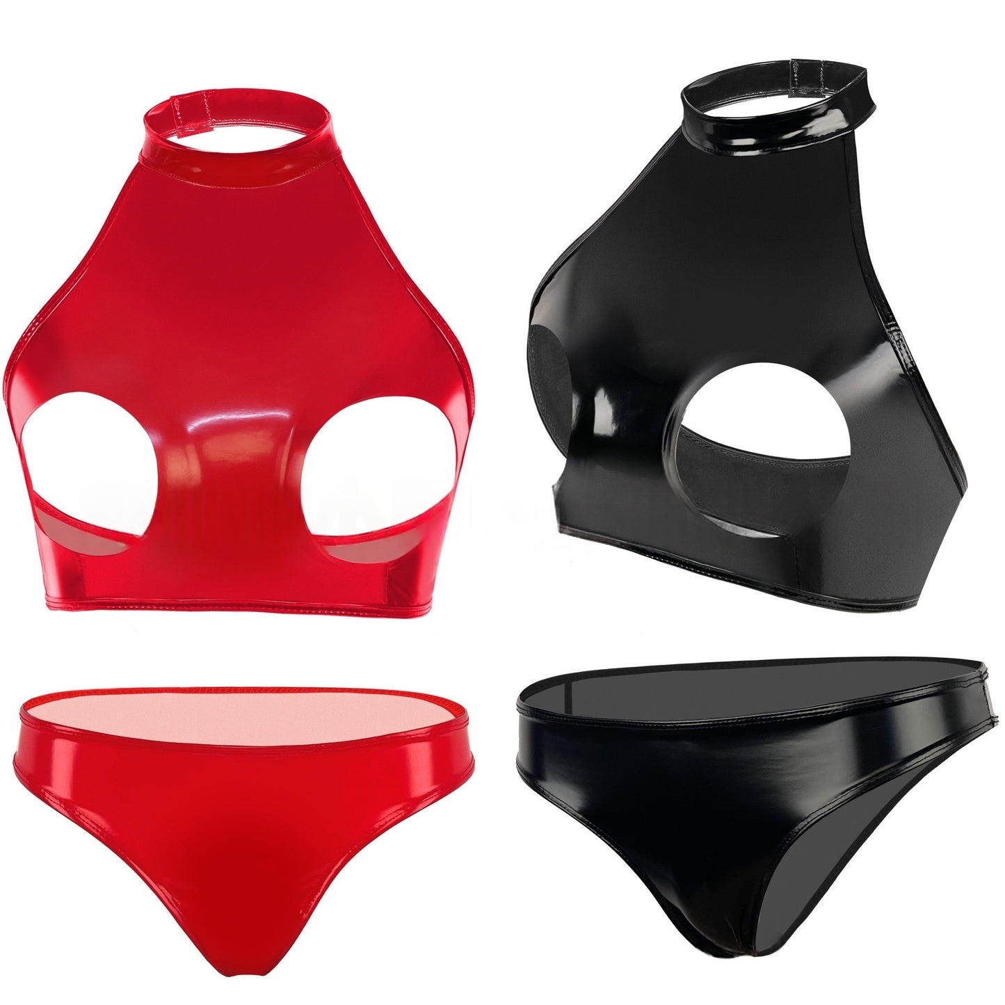 Turtleneck Latex Lingerie Women Peekaboo