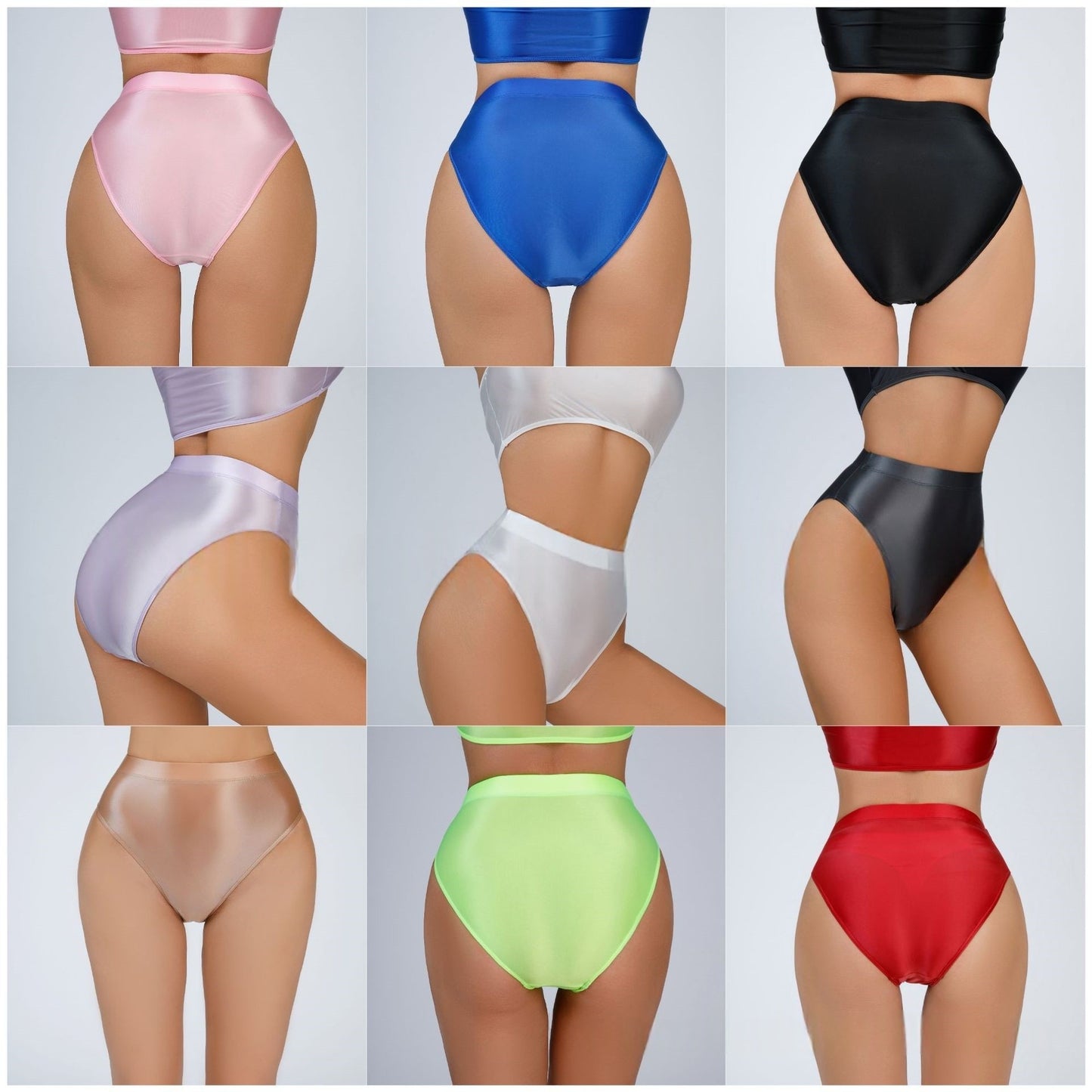 Oil Shiny Sexy High Waist Panties