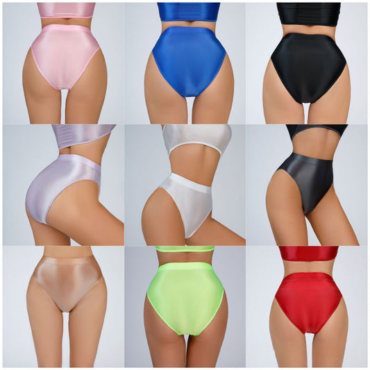 Oil Shiny Sexy High Waist Panties