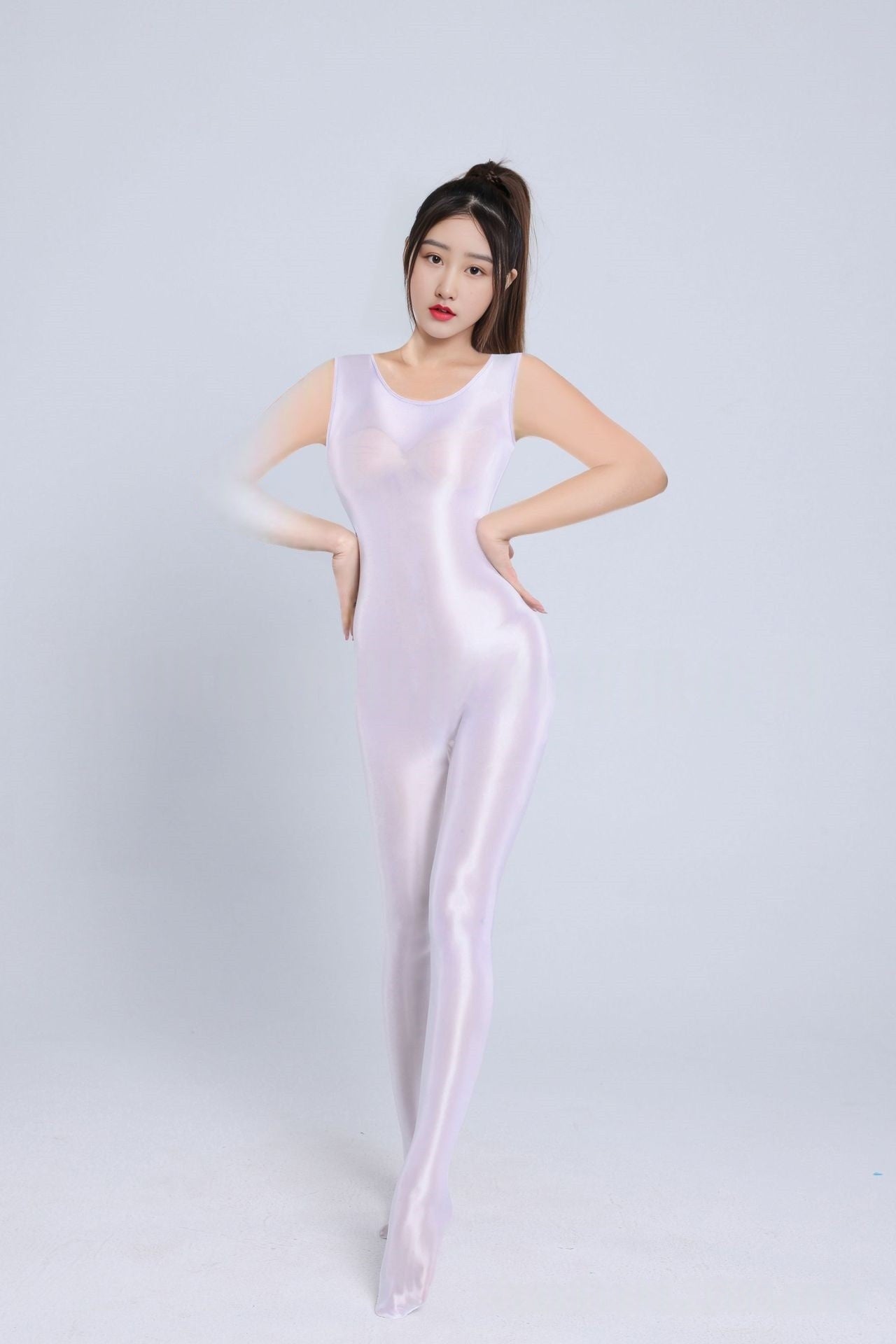 Sleeveless Oil Shiny Bodystocking