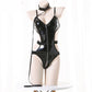 Revealing Black Bodysuit Bdsm Latex Lingerie Extreme Teddy