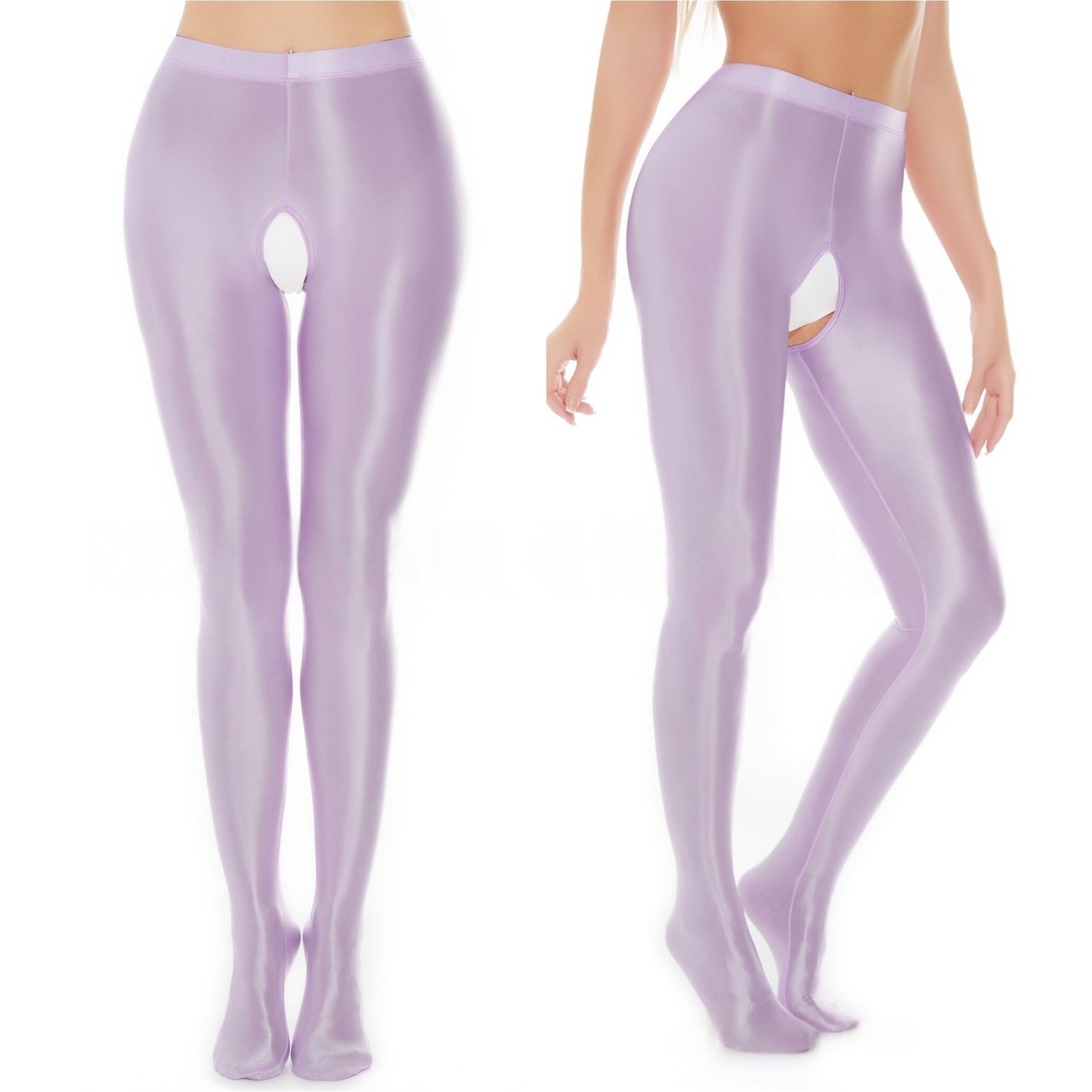 Glossy Crotchless Tights