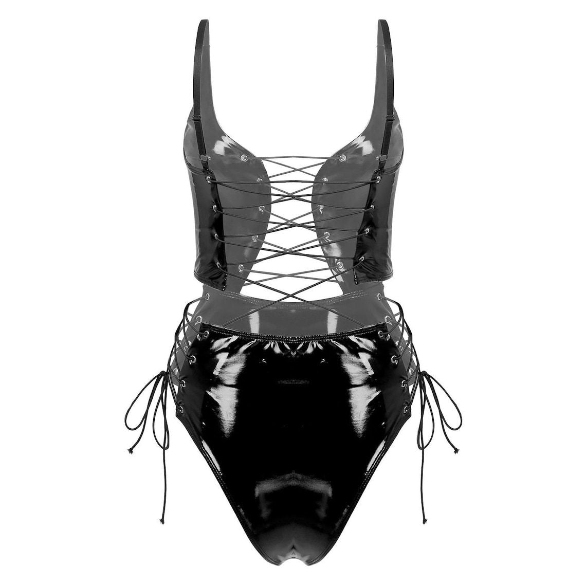 Hot Latex Bodysuit Black Bdsm Lingerie Leather Teddy Submissive Costumes