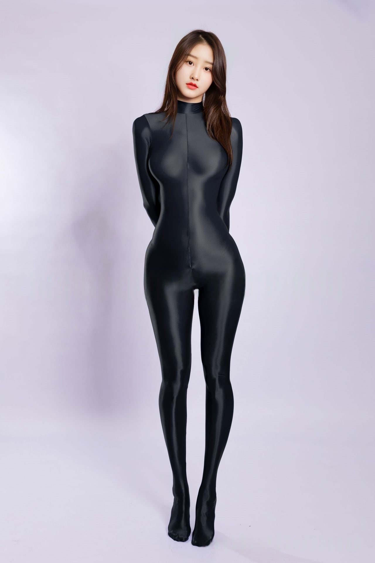 Long-Sleeved Oil Shiny Bodystocking