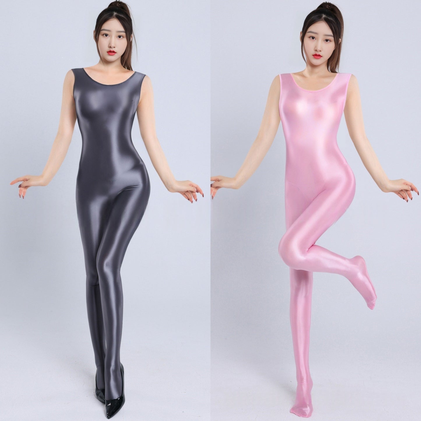 Sleeveless Oil Shiny Bodystocking