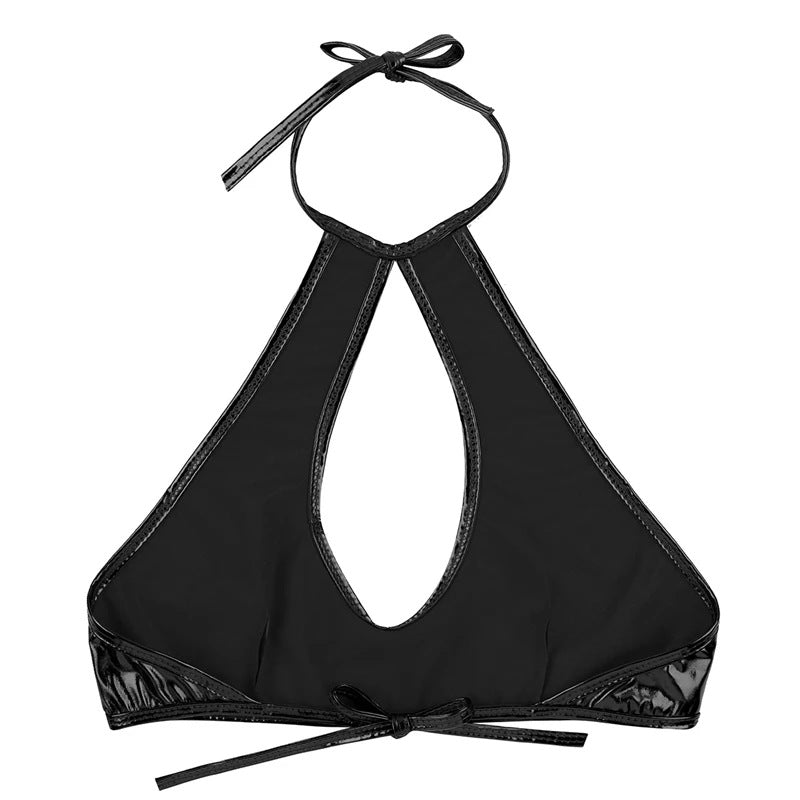 Black Bra Leather Kinky Lingerie Naughty Top