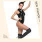 Black Full Bodysuit Black Leather Lingerie Latina Teddy