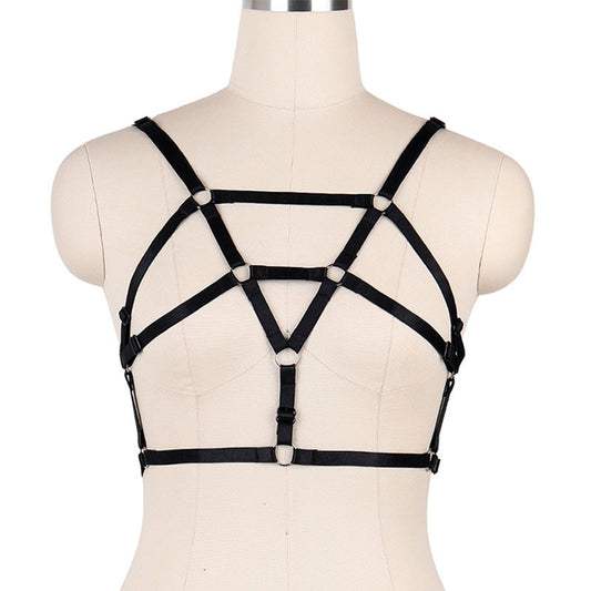 Black Harness Bra Revealing Strappy Harness Lingerie