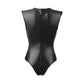 Black Leather Bodysuit Naughty Mature Women Lingerie Latex Teddy