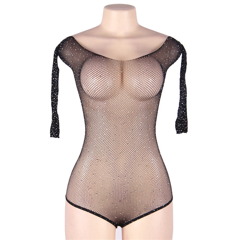 Black Mesh Bodysuit Revealing mature with lingerie Sexy Teddy