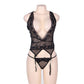 Black Open Back Bodysuit Sheer Lace Sexy Lingerie Mature Hot Teddy