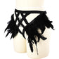 Black Panties Crotchless Revealing Bdsm Lingerie Harness Feather Thong