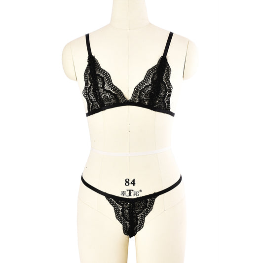 Black Sexy Blonde Lingerie Set Couples Strappy Harness Lingerie Revealing Bra Panties