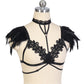 Black Sexy Bra Revealing Bondage Harness Lingerie Feather Bra