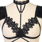 Black Sexy Bra Revealing Bondage Harness Lingerie Feather Bra