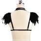 Black Sexy No Bra Revealing Body Harness Lingerie Feather Bra