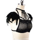 Black Sexy No Bra Revealing Body Harness Lingerie Feather Bra