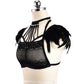 Black Sexy No Bra Revealing Body Harness Lingerie Feather Bra