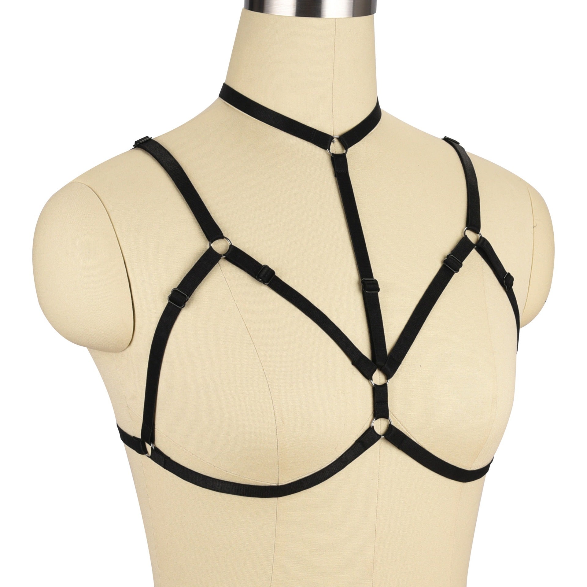 Black Sexy No Bra Revealing Bondage Harness Lingerie