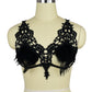 Black Strappy Bra Revealing Sexy Harness Lingerie Feather Bra