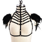 Chubby Bra for Sexy Submissive Black Body Harness Lingerie Feather Bra