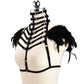 Chubby Bra for Sexy Submissive Black Body Harness Lingerie Feather Bra