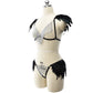 Chubby Sexy Lingerie Bra Set Hot Bdsm Lingerie Harness Feather Bra Panties