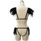 Chubby Sexy Lingerie Bra Set Hot Bdsm Lingerie Harness Feather Bra Panties