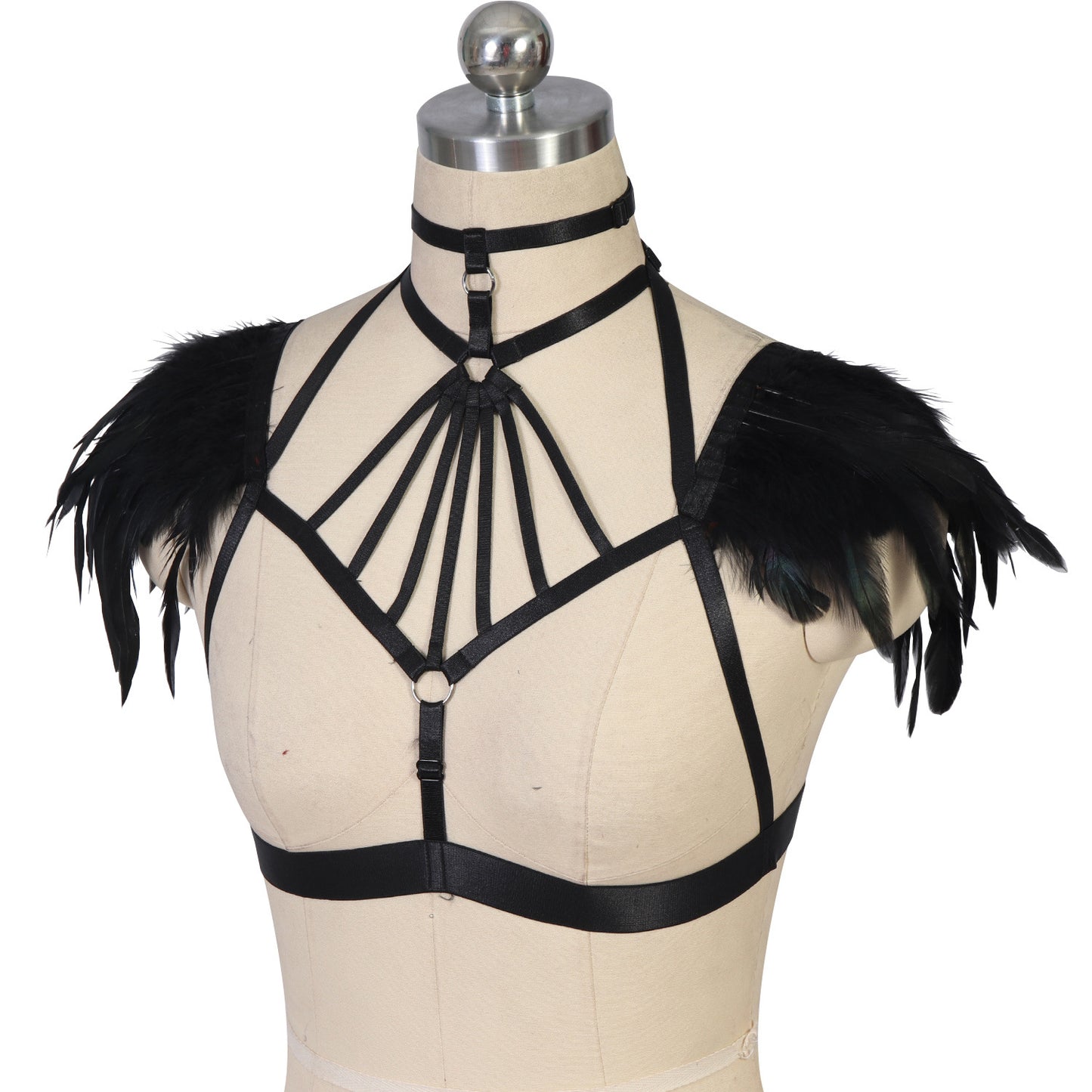 Chubby Sexy No Bra Submissive Body Harness Lingerie Feather Bra