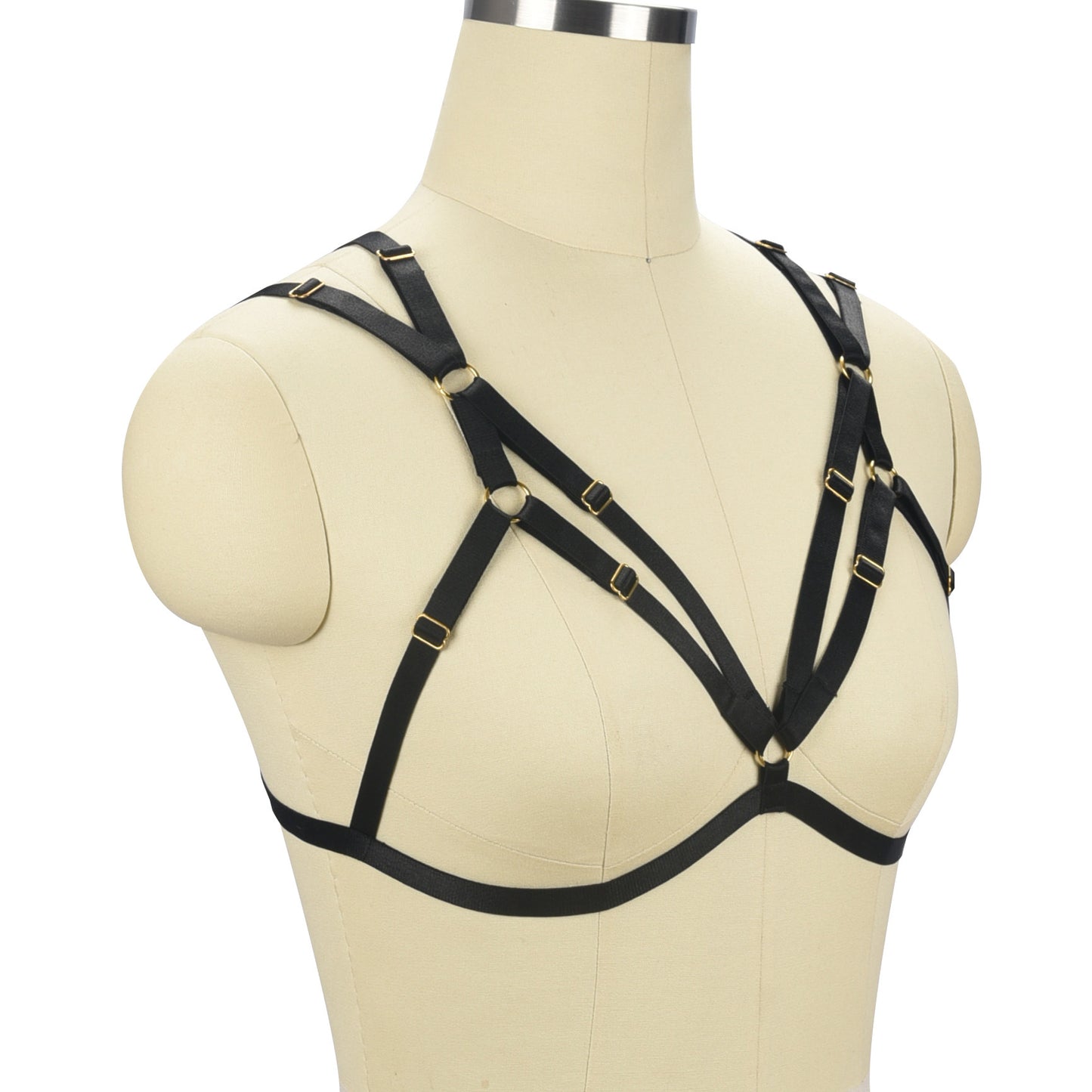 Chubby Strappy Bra Submissive Black Body Harness Lingerie